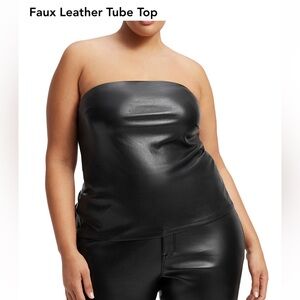 NWT Good American Faux Leather Tube Top in
Black001 SIZE 7 (4XL)
